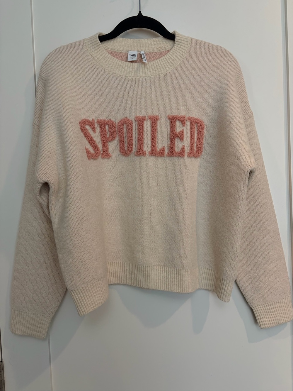 Twik Simons “Spoiled” Cream Oversized Sweater S - Picture 4 of 10